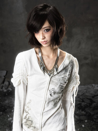 Printed Puff Sleeve Knit【s0000015954】