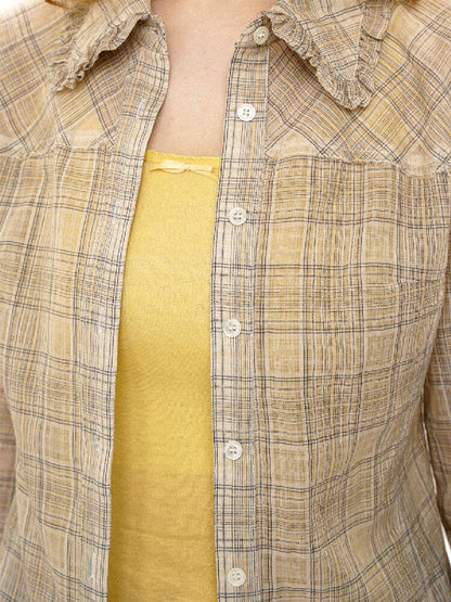 Slim Ruffled Sheer Check Shirt【s0000016141】