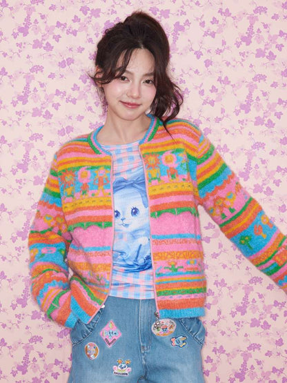 Colorful Striped Plush Knit Sweater【s0000015030】