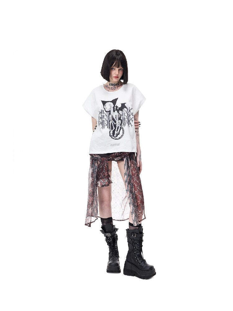 Shimmer Mesh Shirt Patchwork Skirt【s0000017719】