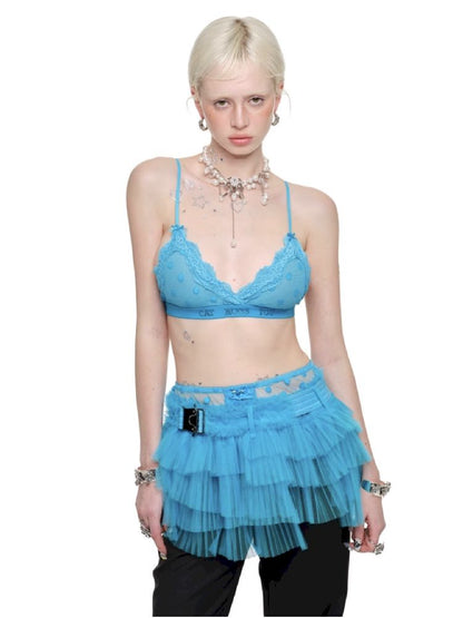 Irregular Multi-Layer Pleated Mesh Short Skirt【s0000011594】