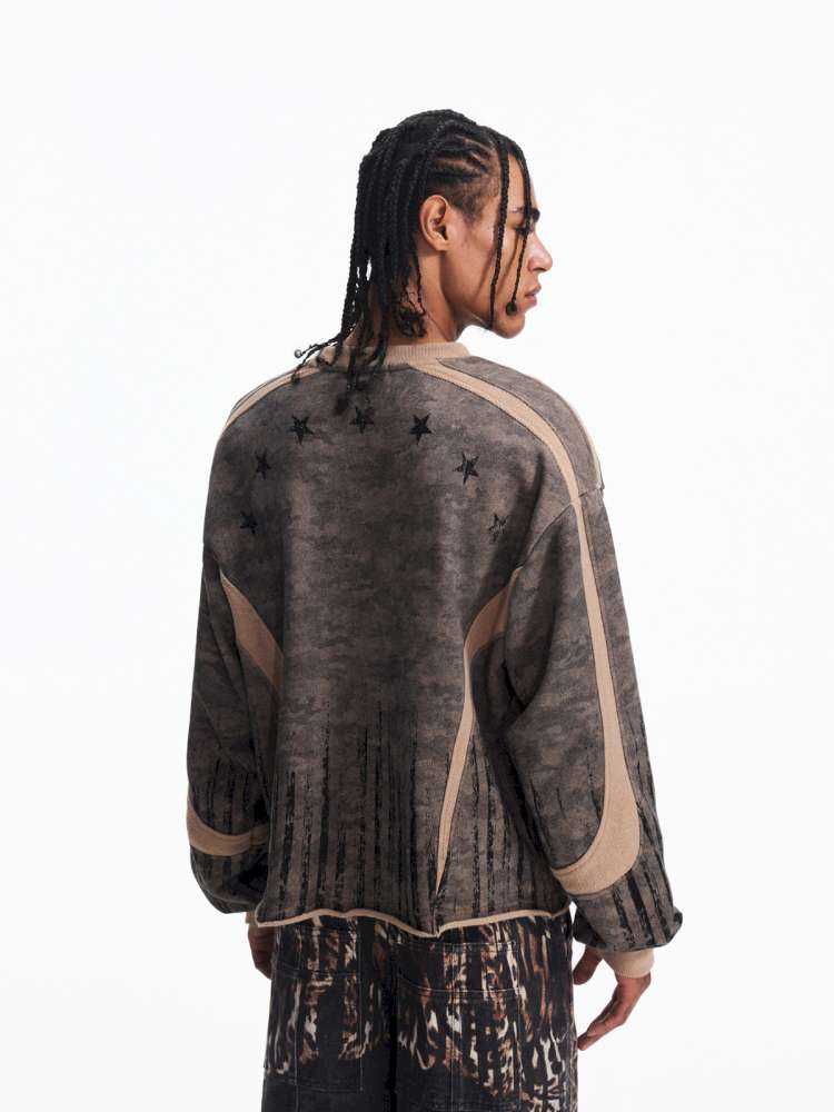 Dark Camouflage Ripped Cardigan【s0000015171】