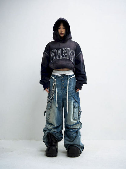 PLEATED WIDE LEG JEANS [S0000010450]