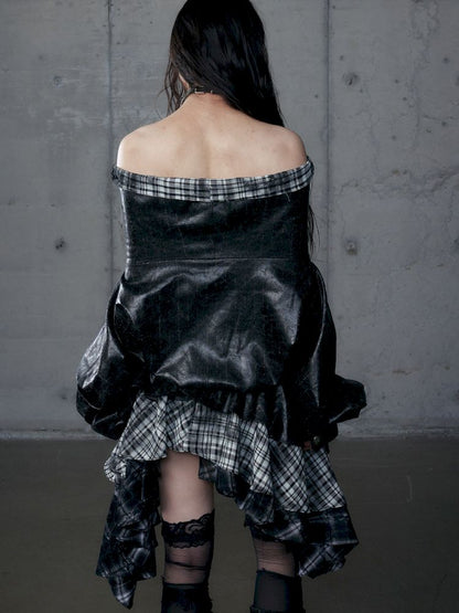 Back leather long sleeve sweater jacket【s0000013477】