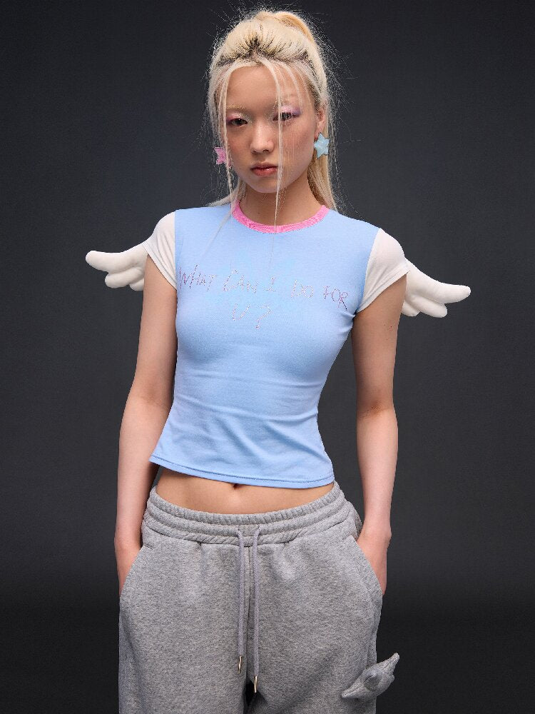 Rhinestone Angel Wing T Shirt【s0000017290】