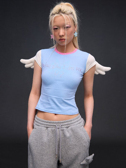 Rhinestone Angel Wing T Shirt【s0000017290】