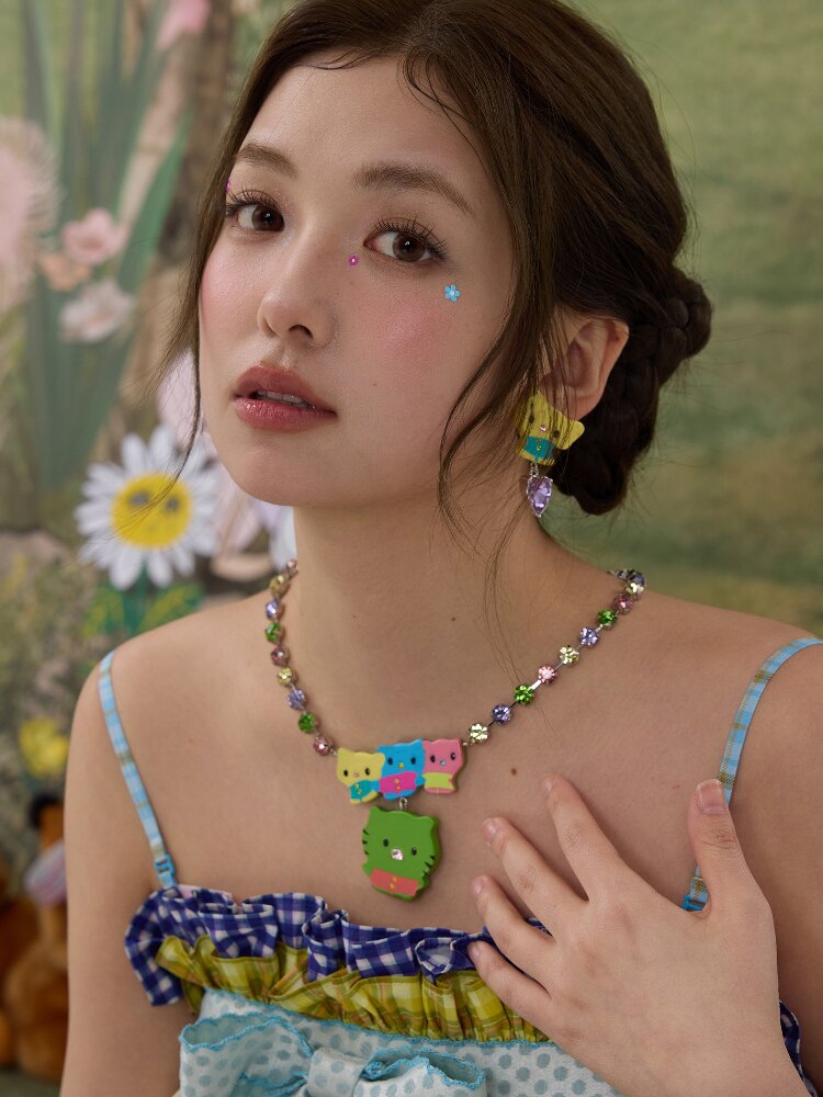 Cartoon Rhinestone Necklace Earrings【s0000017122】