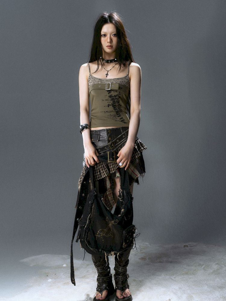 Belt Buckle Patchwork Cami Tank Top【s0000012641】