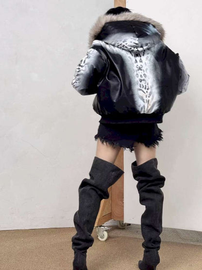 Gradient Cotton Hooded Leopard Jacket【s0000014863】