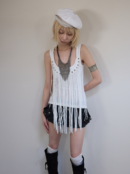 Rivet Diamond Tassel Slim Vest【s0000016953】