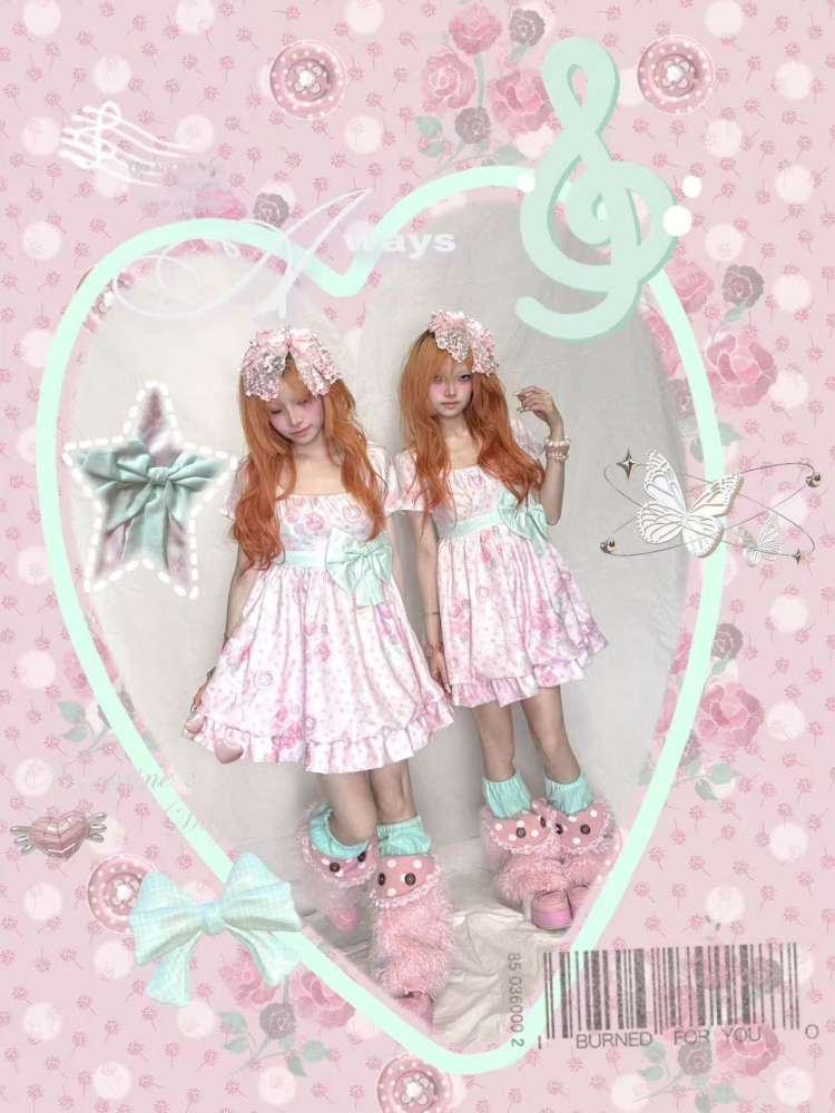 Mint Flower Chiffon Floral Dress【s0000015206】