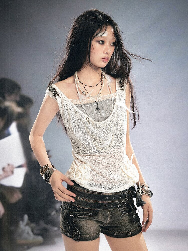 Sequin Studded Checkered Vest【s0000016216】