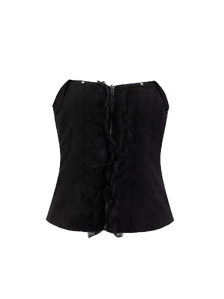 Punk Textured Ruffled Two-Piece Set【s0000017497】