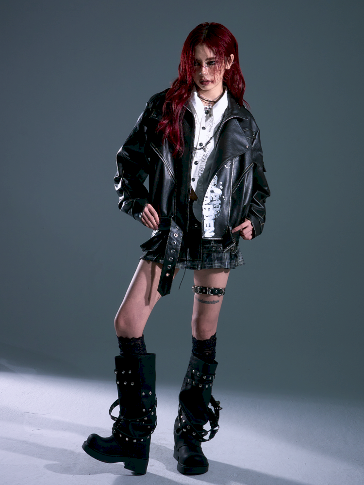 Distressed Print Oversized Wrap Coat【s0000013910】