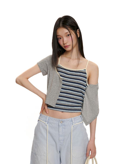 Short-sleeved cardigan slimming top【s0000012549】