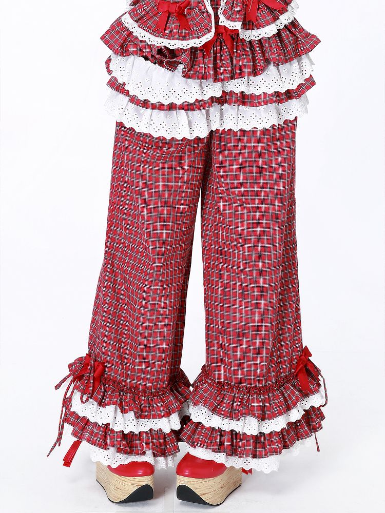 Retro Red Plaid Trousers【s0000012192】