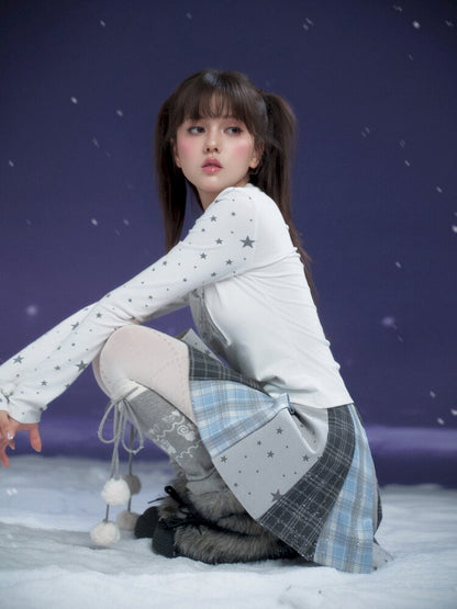 Star Gummy Splicing Pleated Skirt【s0000015438】