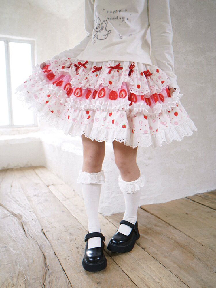 Cake Print Lace Bow Short Skirt【s0000018539】