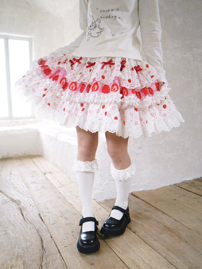 Cake Print Lace Bow Short Skirt【s0000018539】