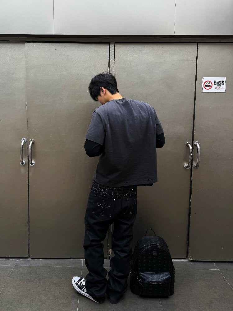 Metal Brush Wax Irregular Jeans【s0000018243】