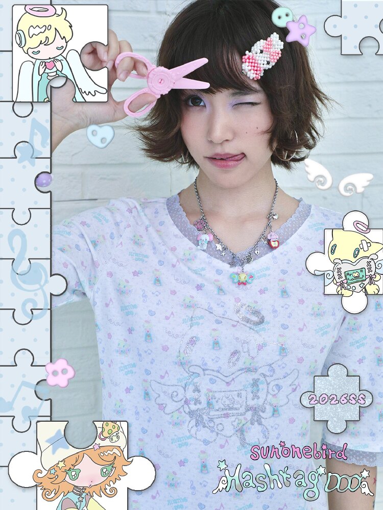 Floral V-Neck Mid-Sleeve Tee【s0000017133】