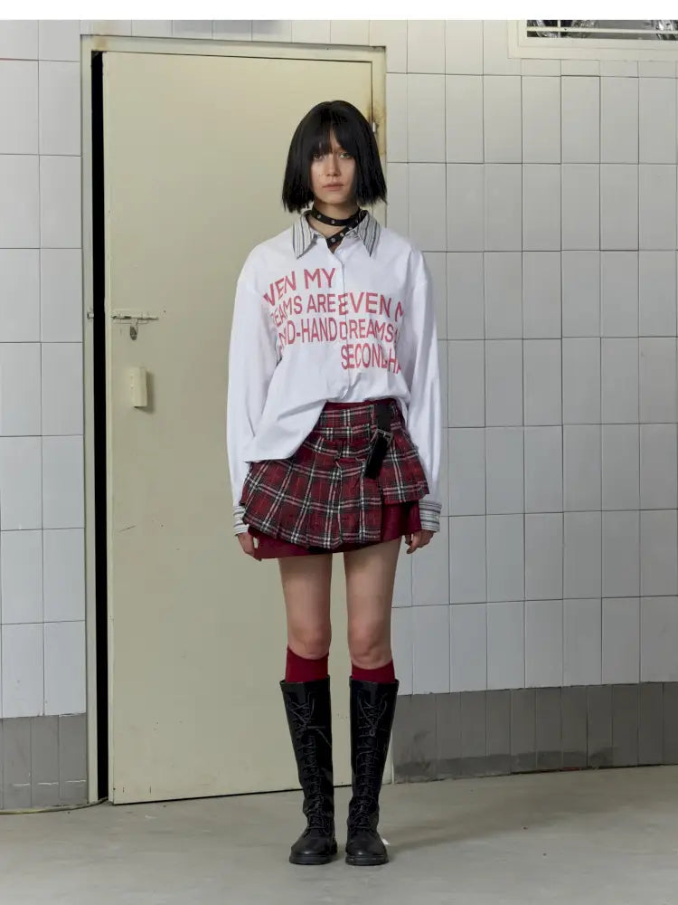 College Style Asymmetric Suit Pleated Skirt【s0000014205】