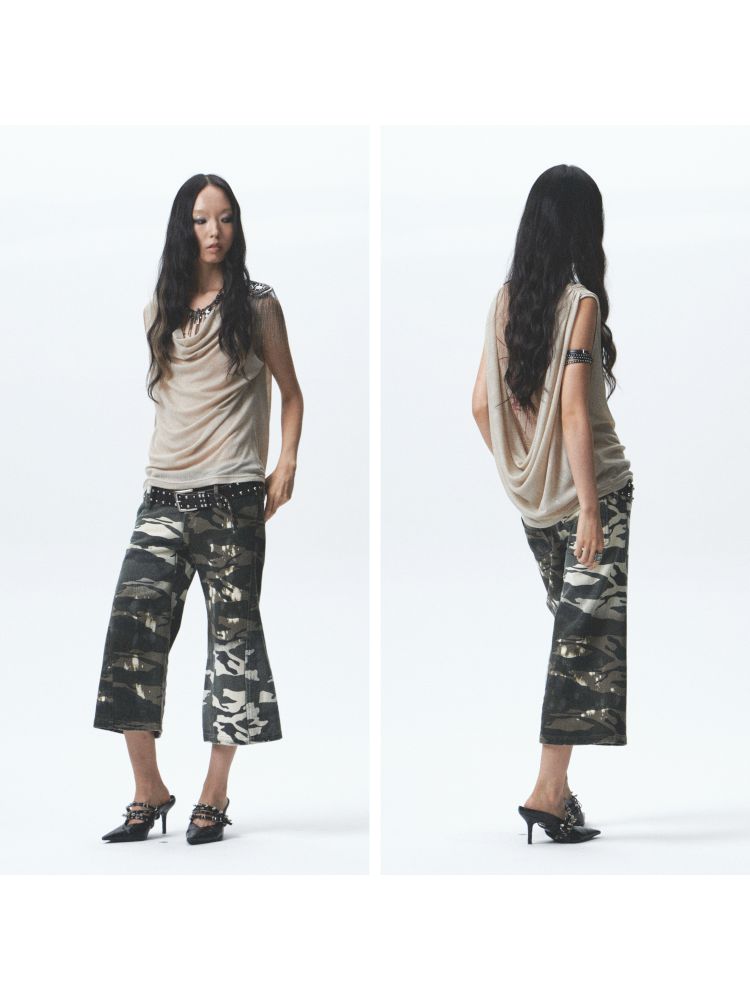 Loose-fitting, reversible printed vest【s0000012679】