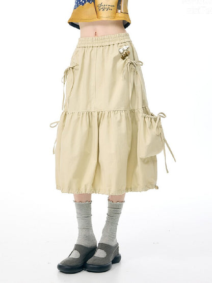 Pocket Drawstring Midi Skirt【s0000017888】