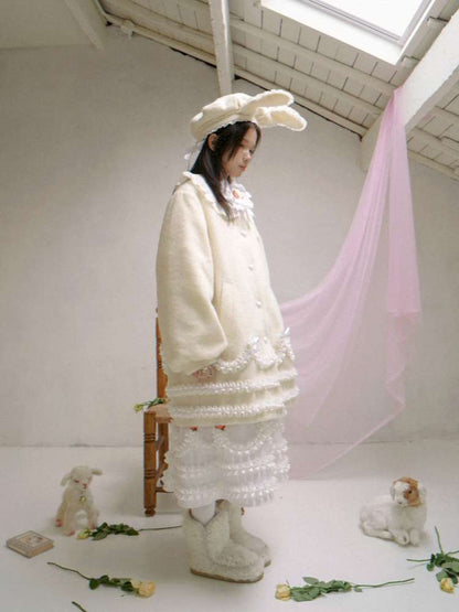 Rabbit-Eared Bendable Lace Beret【s0000014524】