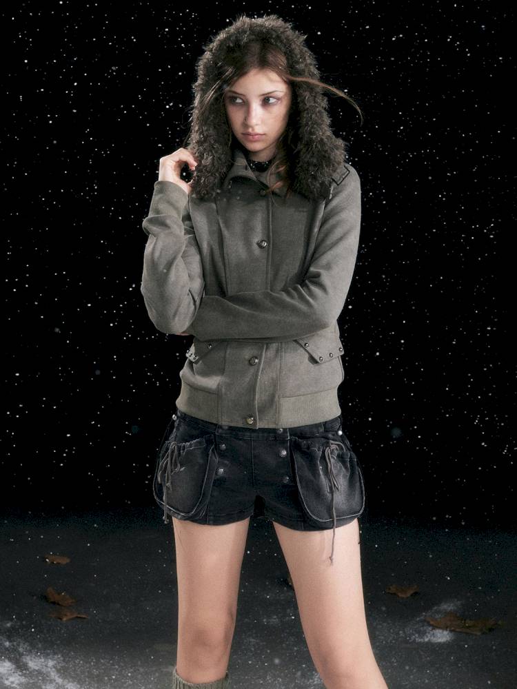 Fur Hood Vintage-Style Knit Jacket【s0000014426】