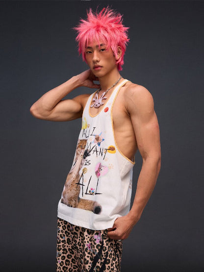 Cat Print Vest I Want Everything【s0000017296】