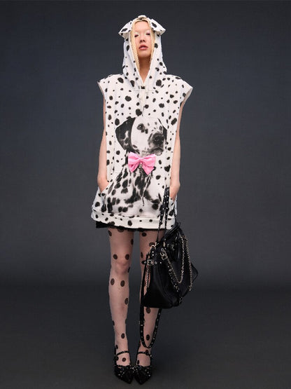 Dalmatian Print Sweatshirt Vest【s0000017293】