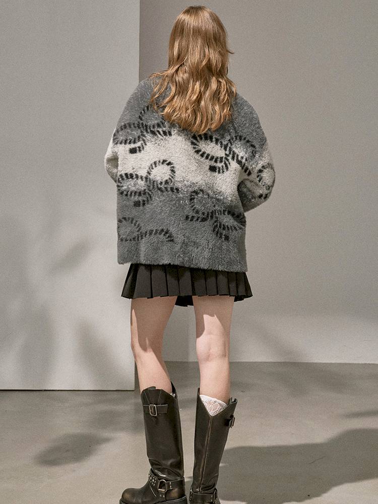 Oversized V-Neck Knit Cardigan【s0000014404】