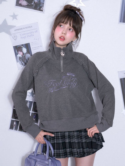 Half high neck Long Sleeve Sweatshirt【s0000011667】