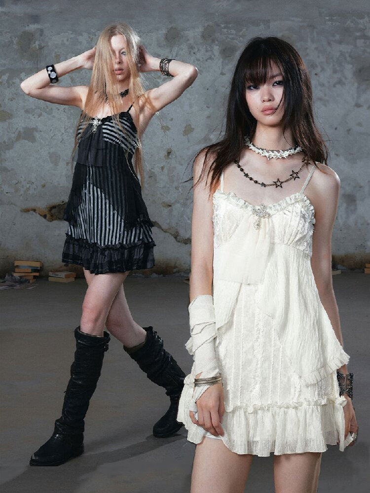 Chiffon Lace Spaghetti Dress【s0000018102】
