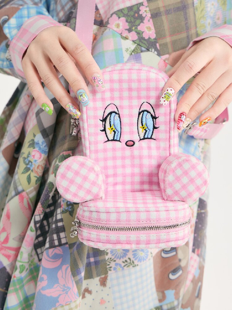 Plaid Floral Embroidered Crossbody Bag【s0000018728】