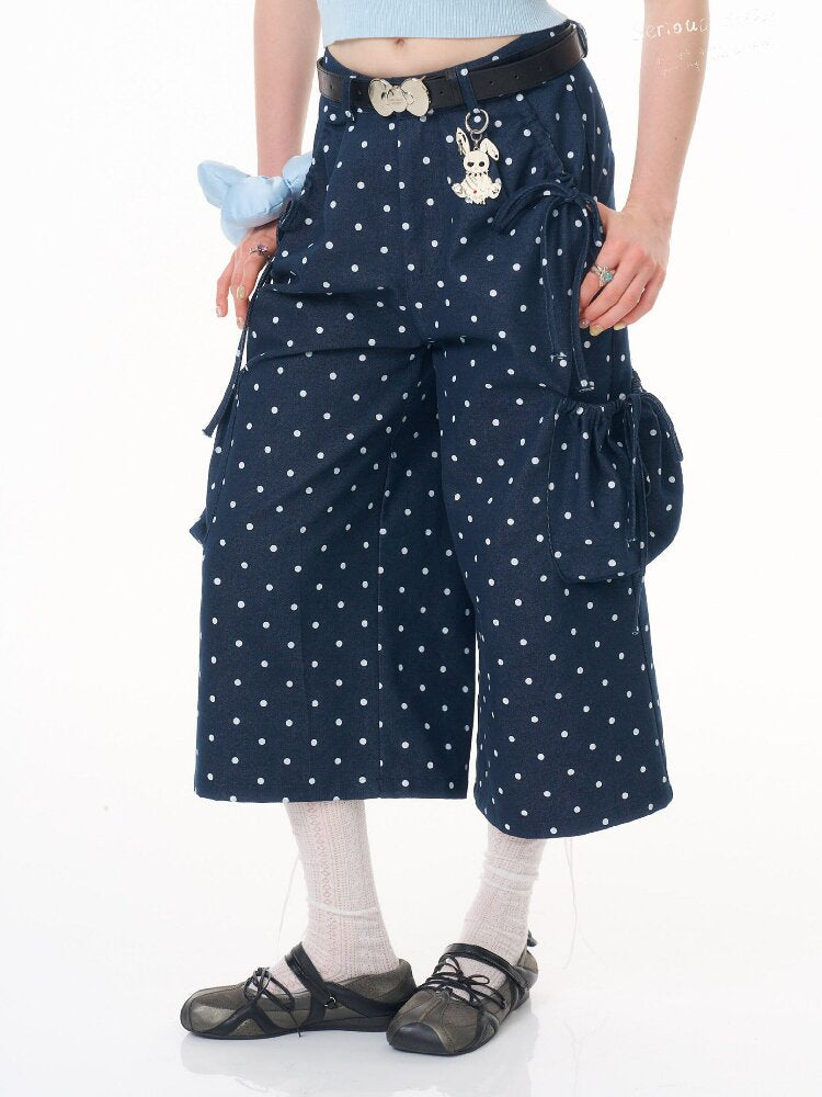 Dark Blue Polka Dot Casual Pants【s0000016603】