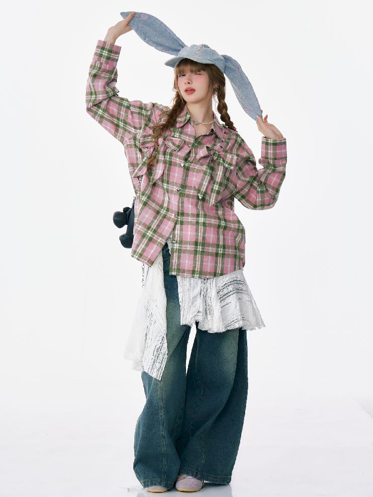 Loose Plaid Shirt Jacket【s0000012218】