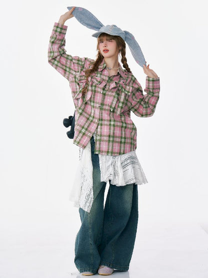Loose Plaid Shirt Jacket【s0000012218】