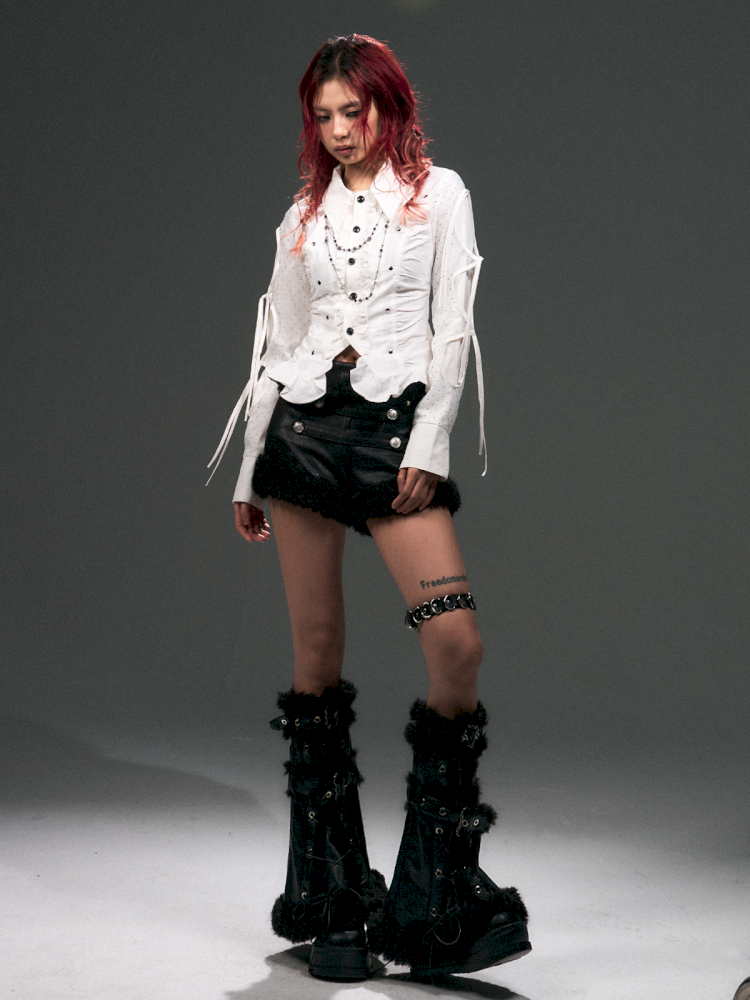 Low Waist Suede Furry Shorts【s0000015017】