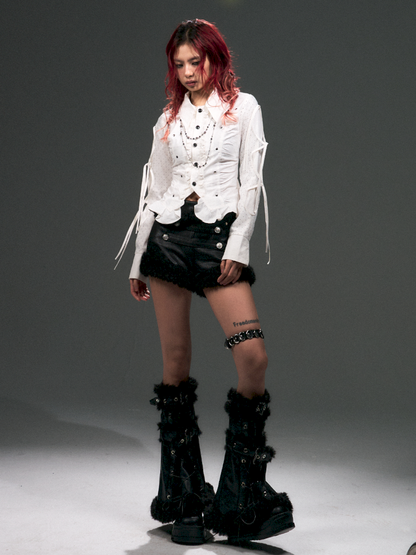 Low Waist Suede Furry Shorts【s0000015017】