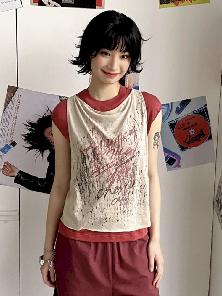 Fake Two Swing Collar Vest【s0000012290】