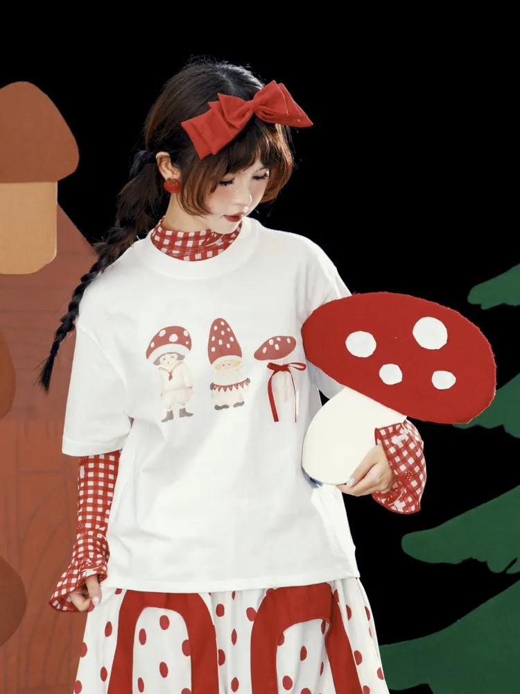 Bow Tie Versatile White Short-Sleeve T-Shirt【s0000013931】