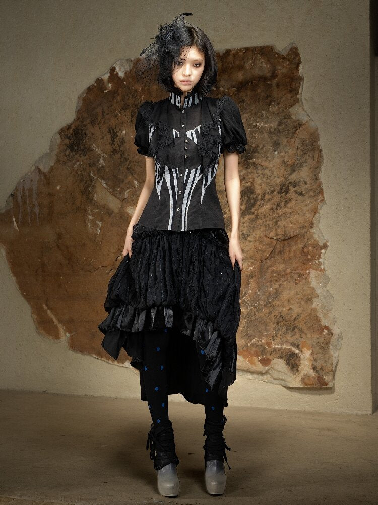 Court Style Dark Punk Puff Shirt【s0000016888】