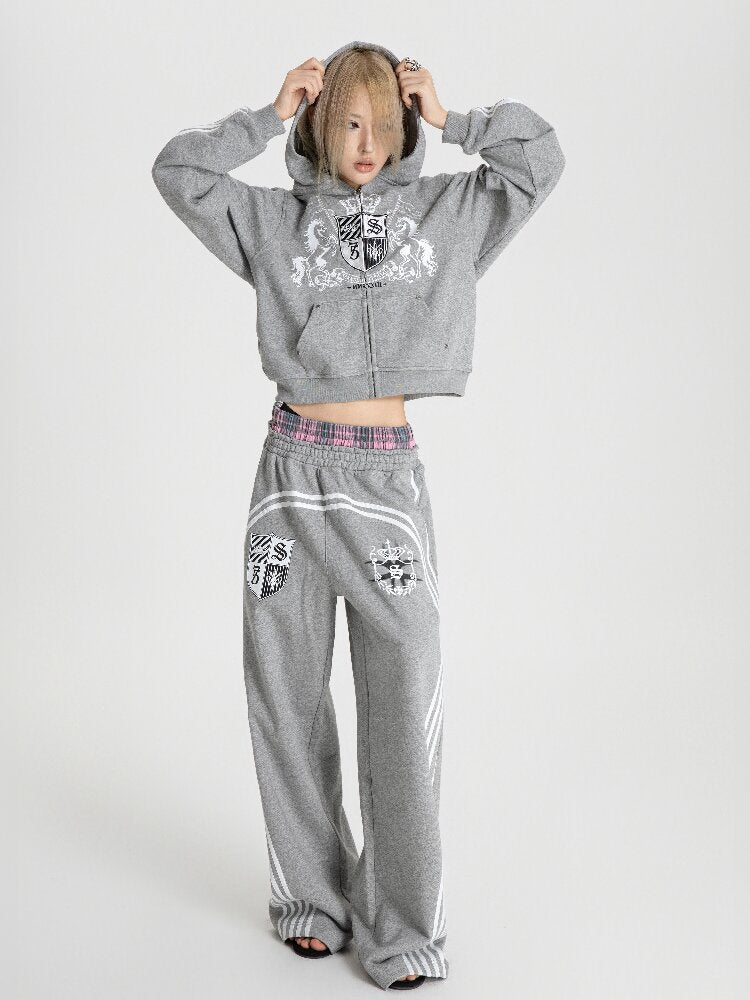 Plaid Double Waist Printed Sweatpants【s0000018571】
