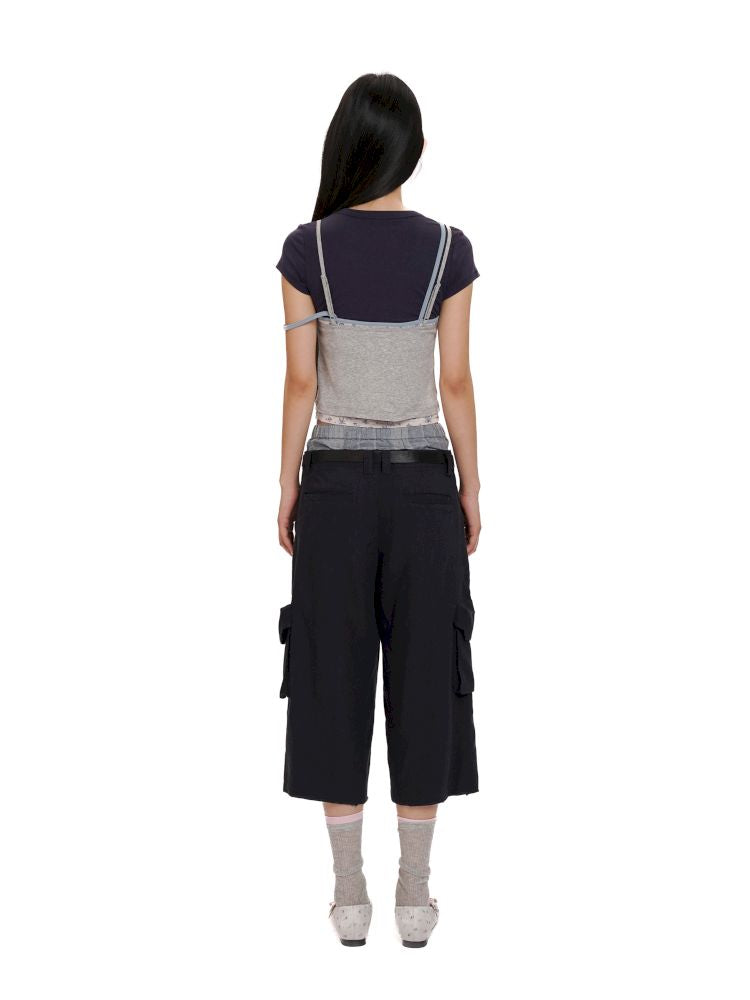 Drawstring waist casual mid-length pants【s0000012537】