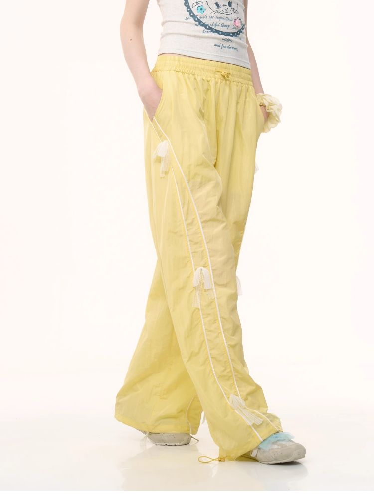 Wide-leg Straight Yellow Sports Casual Pants【s0000012239】