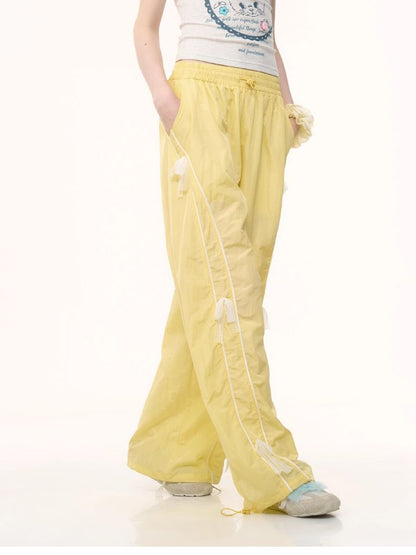 Wide-leg Straight Yellow Sports Casual Pants【s0000012239】