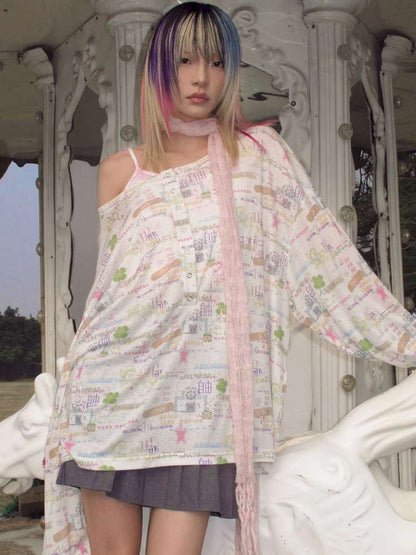 Horse Chinese Blessing Print Top【s0000015379】