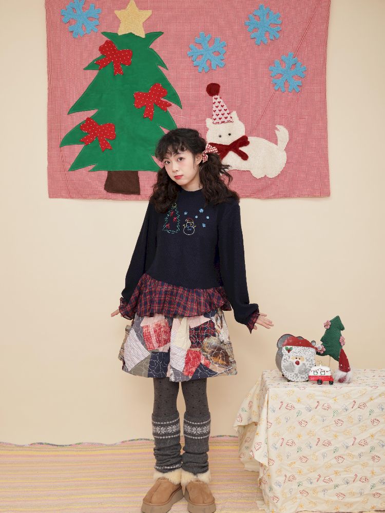 Christmas-inspired vest and half-skirt set【s0000011197】